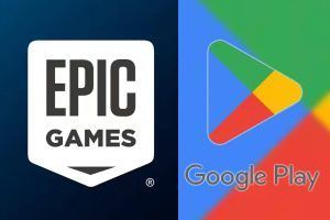 loghi di Epic Games e Google Play Store