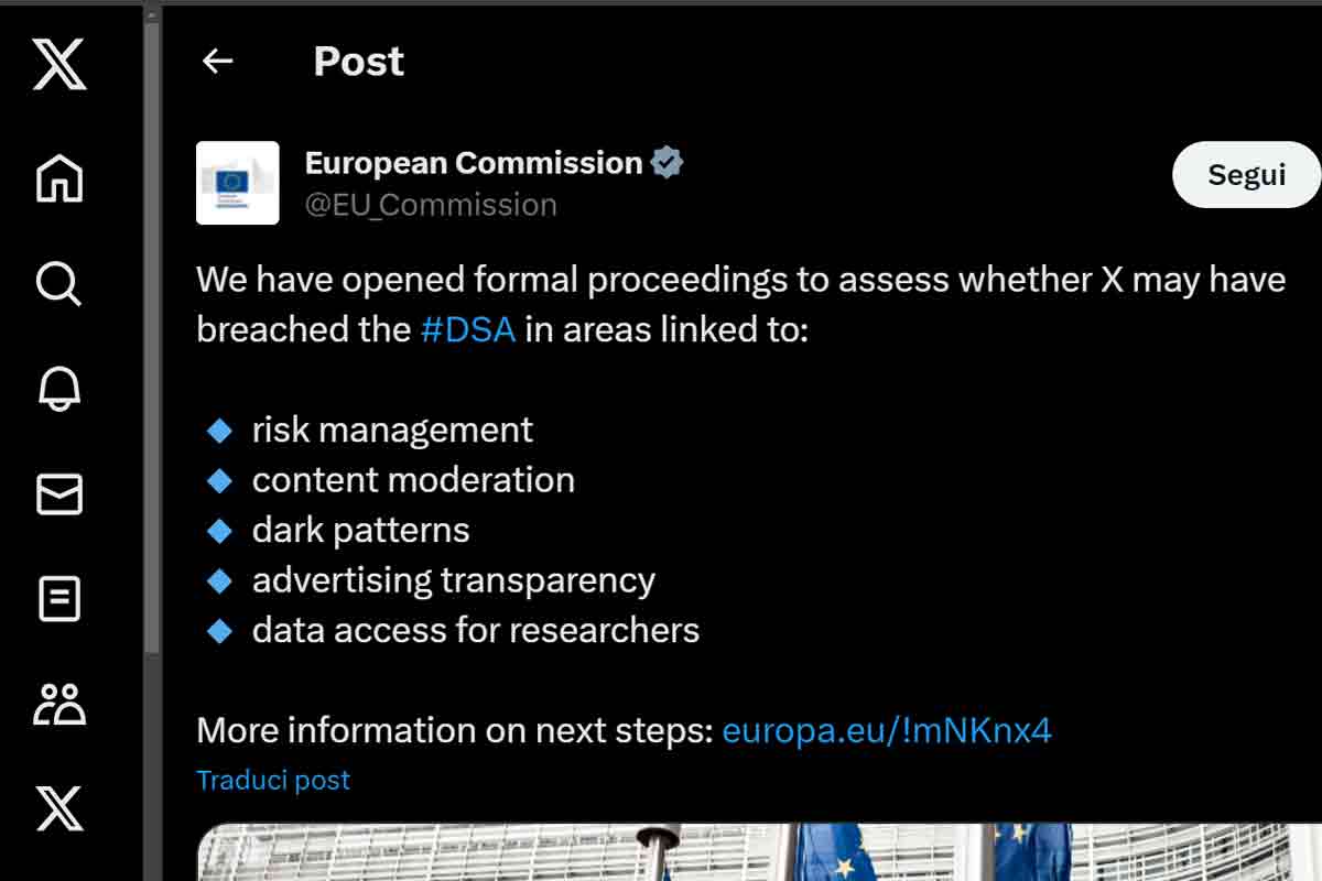 I punti oggetto di indagine della Commissione europea nei confronti X