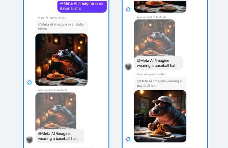 MetaAI - screenshot da Messenger con dimostrazione di ReImagine