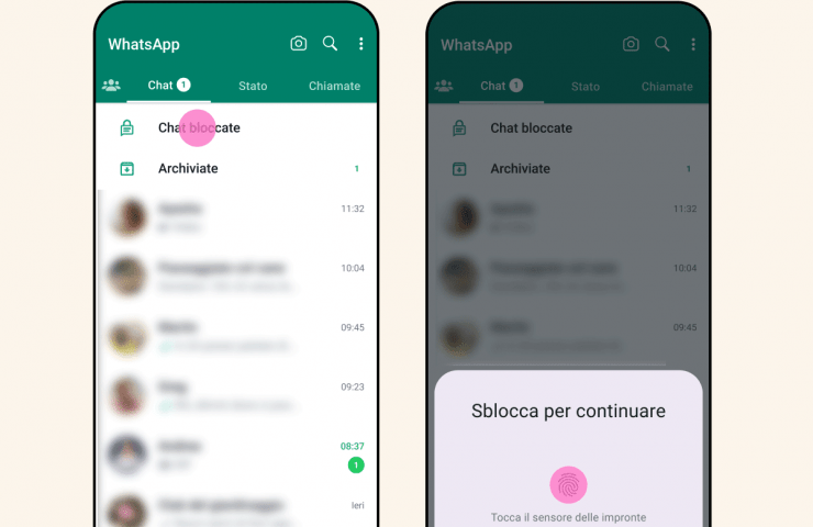 Whatsapp, schermate di esempio Lucchetto chat