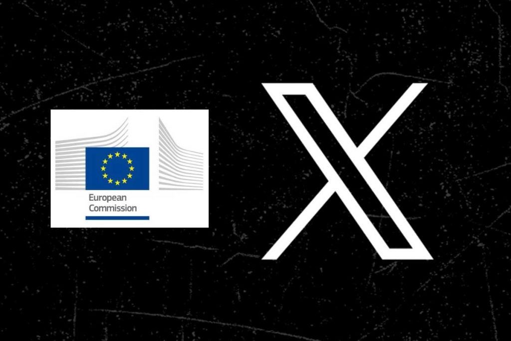 loghi Commissione europea e il social network X