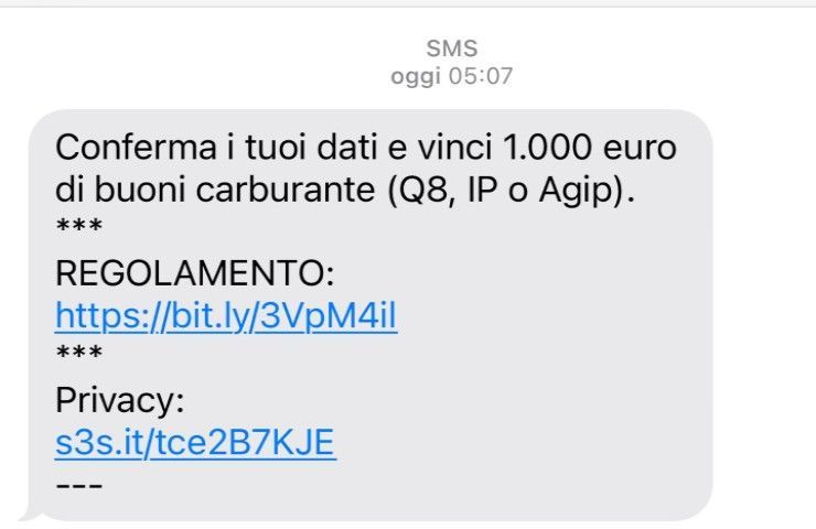 Truffa via SMS