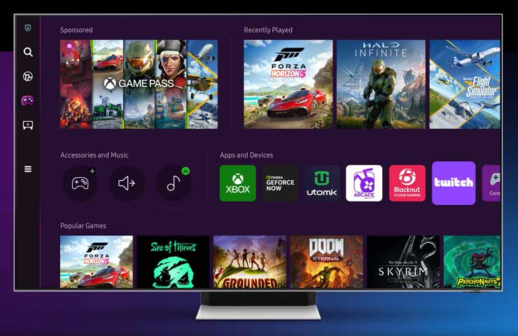 Samsung Gaming Hub in esecuzione su smart TV