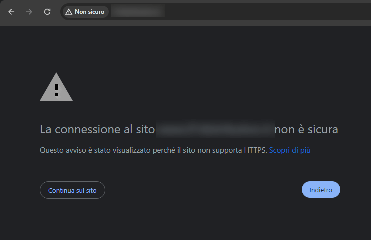 Chrome - blocco navigazione sito web non in HTTPS