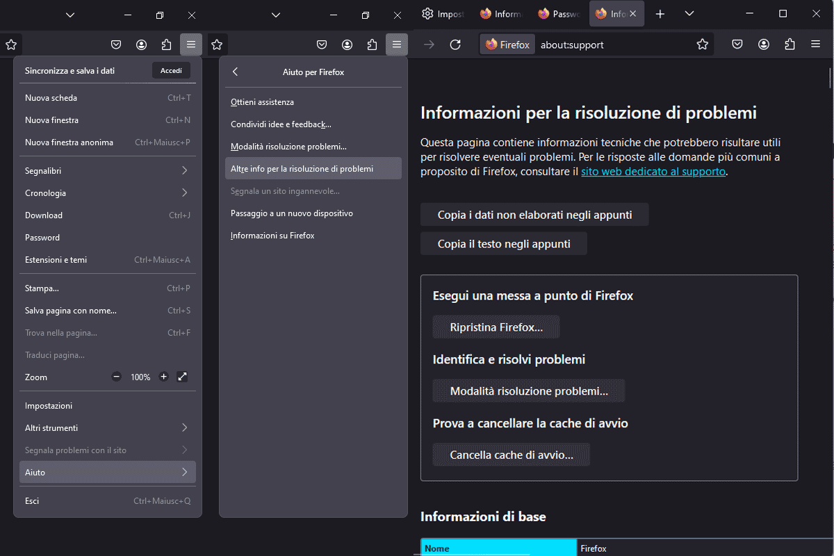 Firefox - pagina desktop risoluzione problemi