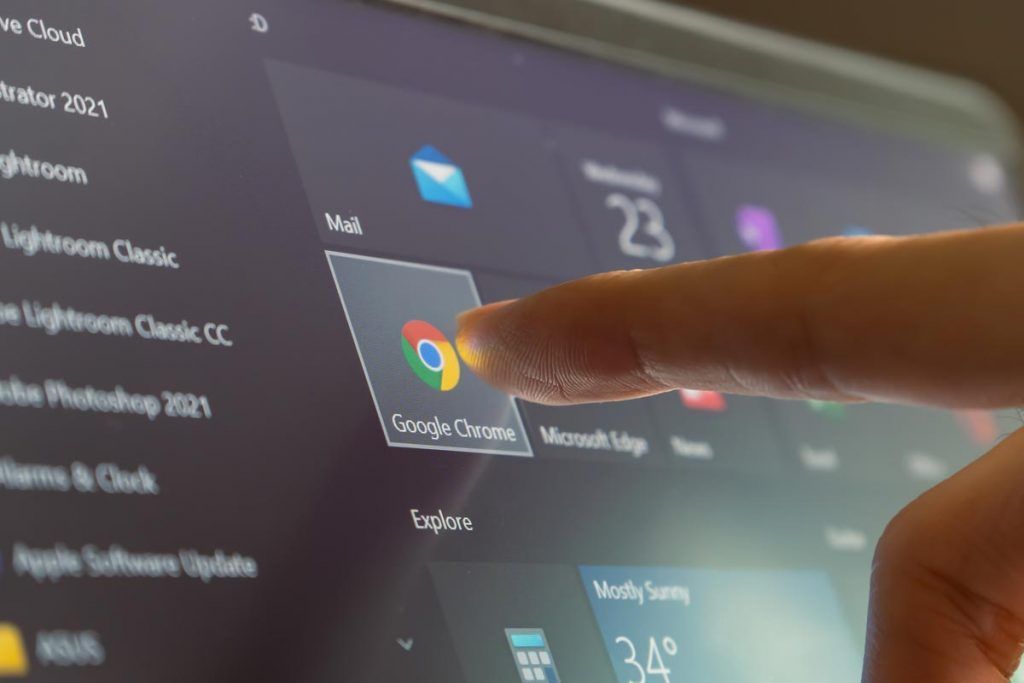avvio browser Google Chrome da computer Windows con touchscreen