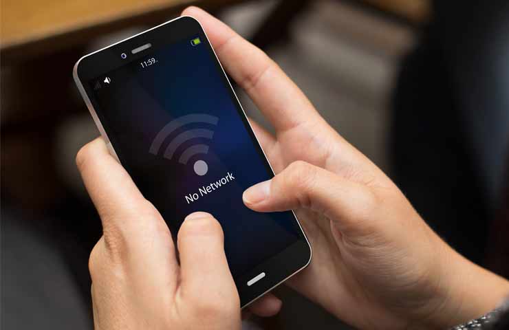 smartphone 'no network' senza segnale di rete