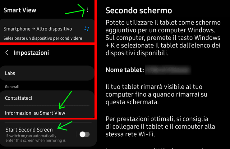 smartphone tablet Samsung Galaxy come secondo schermo per PC Windows