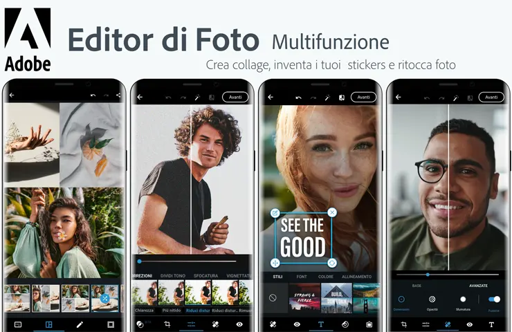 schermate app fotoritocco 'Photoshop Express - Filtri' per Android