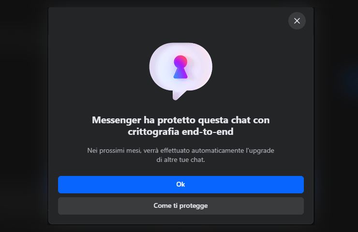 notifica Messenger chat normale convertita in segreta