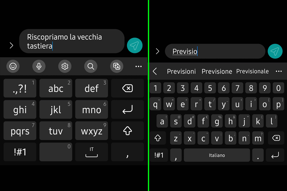 schermate Tastiera Samsung di previsione testo e layout 3x4