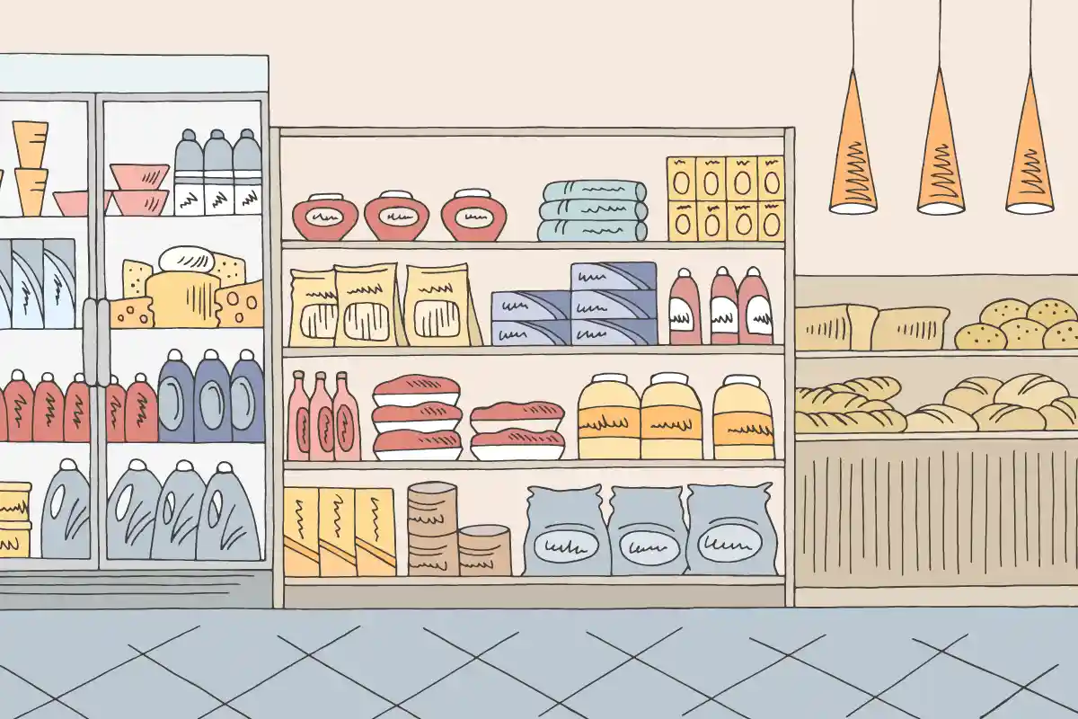 prodotti supermercato in animazione