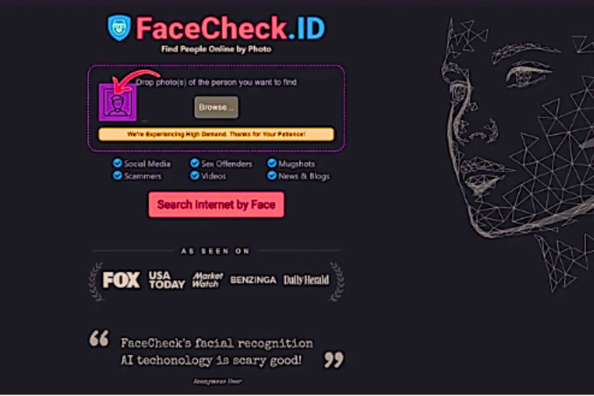 Applicazione di FaceCheck.ID