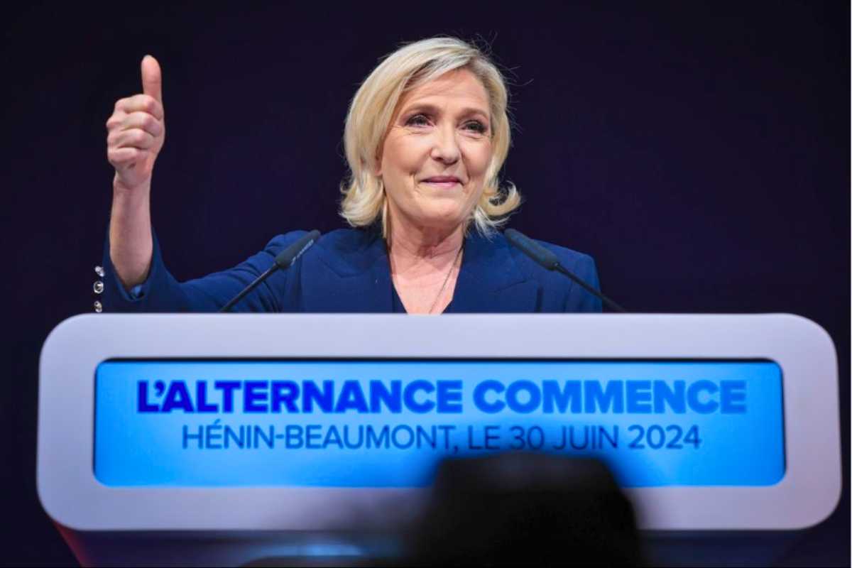 Marine Le Pen al comizio di Rassemblement National