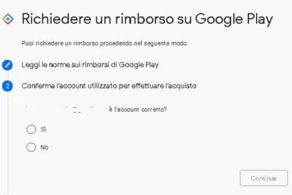 Rimborso sulla piattaforma su Google Play